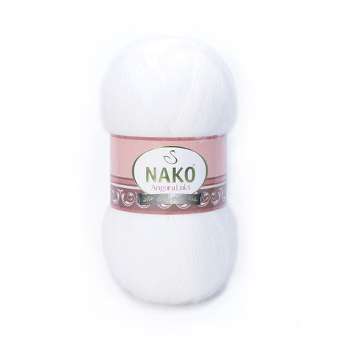 Пряжа Nako Angora Luks 208 белый(уп. 5 мотков)