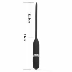 Черный уретральный виброплаг Silicone Vibrating Urethral Dilator - 21 см. - 