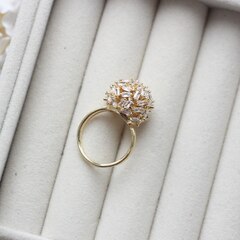 Кольцо с фианитами, позолота Д003