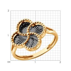 Кольцо TRENDY клевер из золота 585 пробы с алмазными гранями