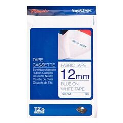 Лента для наклейки на ткань Brother TZe-FA3 - ширина 12 мм, синий шрифт на белом фоне