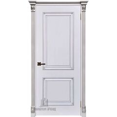 Купить Межкомнатная дверь эмаль Багет 32 белая патина серебро глухая