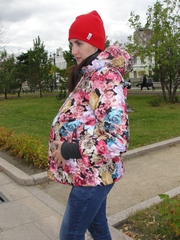 Зимняя куртка для беременных цветочный принт