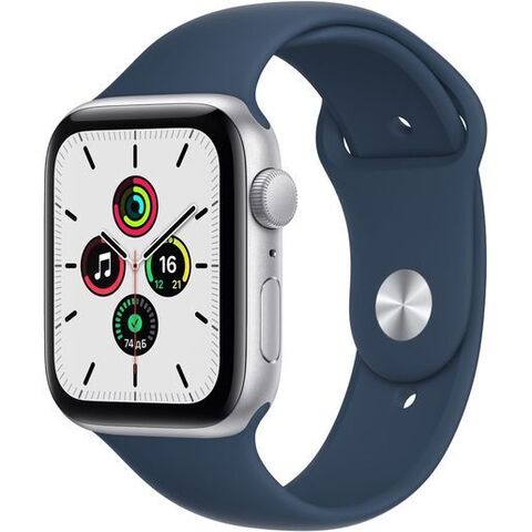 Часы Apple Watch SE 44mm Silver Aluminium Case with Abyss Blue Sport Band «синий омут»