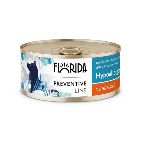 Влажный корм Florida Preventive Line Hypoallergenic, для собак с пищевой аллергией, с индейкой, 100г