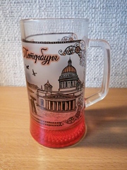 кружка пиво 0,33 с видами СПб и цветным дном