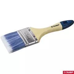 ЗУБР АКВА, 63 мм, 2.5?, светлая искусственная щетина, деревянная ручка, для воднодисперсионных и акриловых ЛКМ, плоская кисть (4-01007-063) (12 штук)