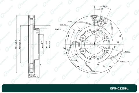 Диск тормозной перфорированный вентилируемый G-brake GFR-02239L левый