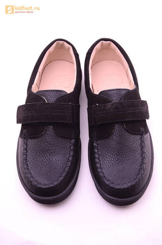Ботинки для мальчиков из натуральной кожи на липучках Лель (LEL), цвет черный. Изображение 13 из 18.