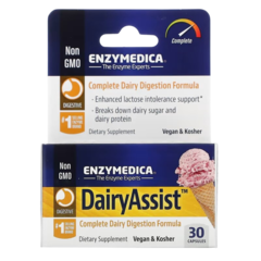 Enzymedica Dairy Assist 30 capsules , Усвоение лактозы и молочного белка