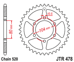 Звезда задняя JTR478.43 для Kawasaki ZX-6R Ninja, Z750