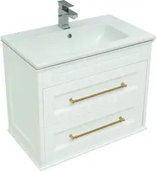 Aquanet 281189 Тумба с раковиной Бостон М 80 белый (ручки золото) (лит. мрамор) (281189) фото