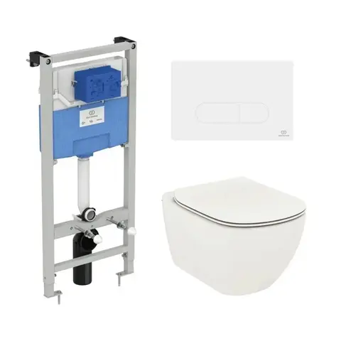 Ideal Standard T3868V1/115AC Промо-набор 3 в 1 (Унитаз T0079V1 и сиденье T3527V1 TESI, инсталляция R020467 PROSYS, панель смыва R0115AC OLEAS)
