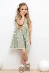 платье  для девочки  КР 5830/шалфей,смешные зайки к439