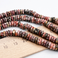 Риолит бусины, рондель, размер около 1,8-2,5*5,5-6 мм, цена за отрезок 19 см (1/2 нити)