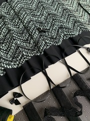 Кружево эластичное ментол/черное 21 см, Китай