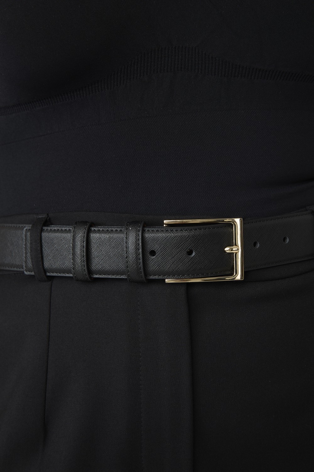 Классический ремень из кожи saffiano, 35 мм; черный