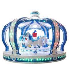 Детская электрическая карусель «Снежная корона» синяя, 12 мест