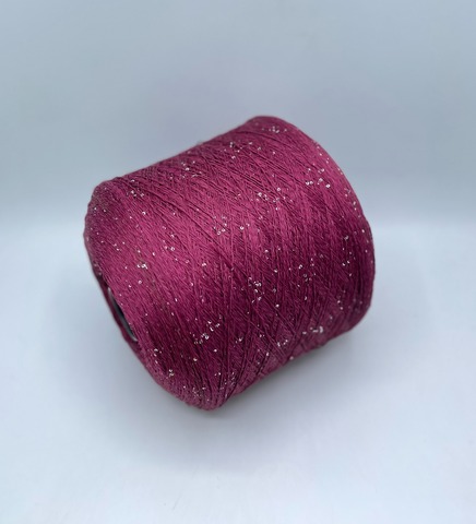 Бобинная пряжа (пр.Италия),Linette Pailletes, 450/100гр, 80% Лен, 20% Полиэстер(пайетка), цвет-Марсала+пайетка. арт.36747
