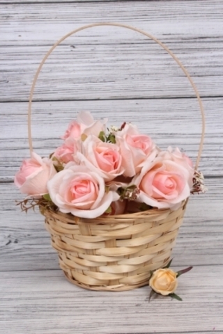 Корзина плетеная с ручкой (бамбук), Натуральный, D=19 см, H=9,5*32 см, 1 шт.