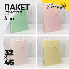 
          Пакет подарочный 32х45х15см Премиум однотонный в рамке (Микс)
