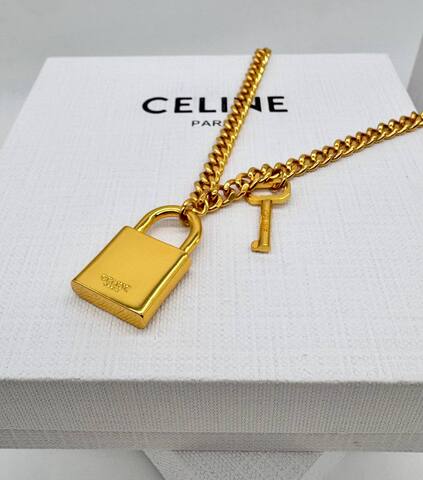 Колье цепочка CELINE с подвеской замок + ключ
