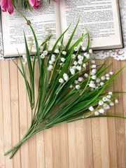 Ландыши искусственные из мягкого пластика, реалистичные, высота регулируется 35-44 см, набор 2 букета.