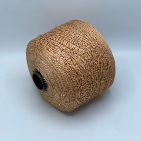 Бобинная пряжа, Linette Pailletes, 450м, 80% Лен, 20% Полиэстер(пайетка),Абрикос,меланж+пайетка.37914