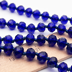 Бусины рондель с огранкой, стекло, цвет ультрамарин, размер около 6,3*7,8 мм, цена за 29-30 шт (1/2 нити)