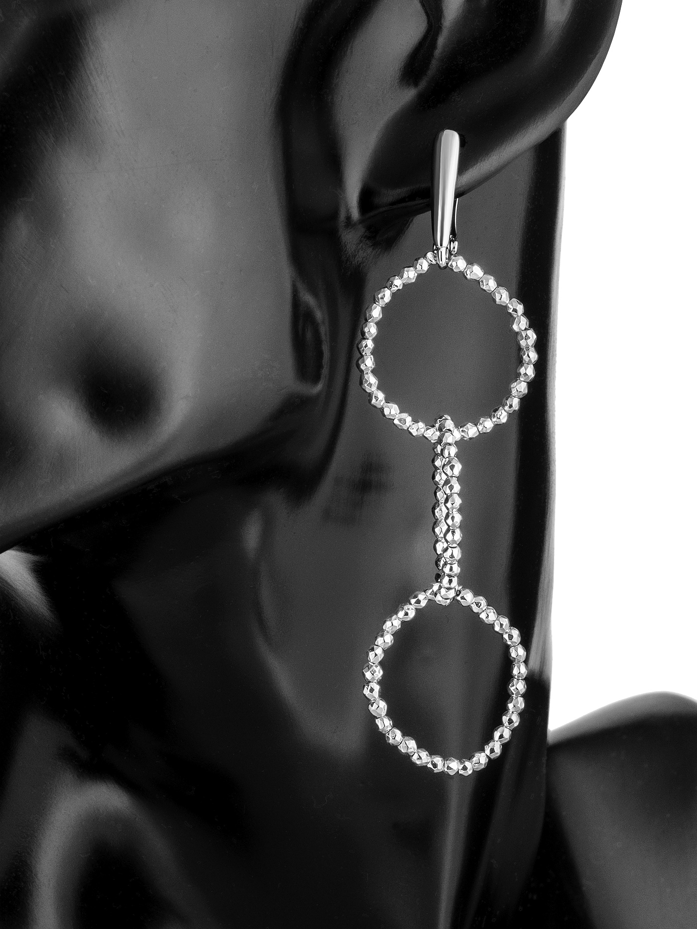 Длинные серьги кольца с гематитом