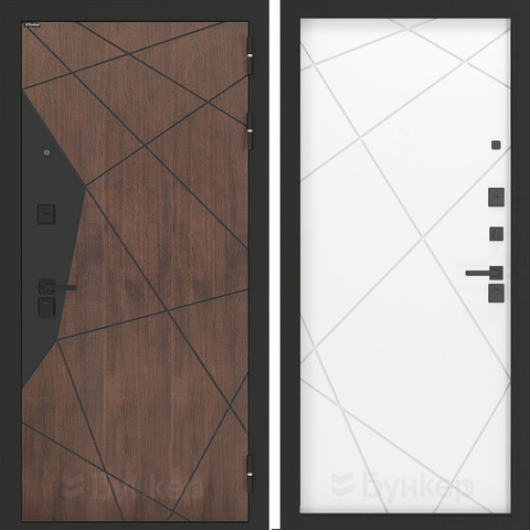 Входная металлическая дверь Бункер БН-14американский орех / ФЛ-291 Белый софт (матовый, без текстуры)