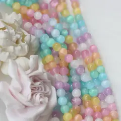 Селенит бусины, шарик, микс, 6 мм, 1 нить, К019