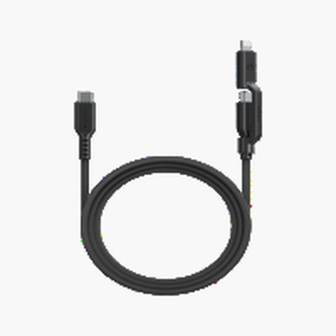 Кабель Energea Flow, 2 в 1, USB-C to USB-C + Lightning 1.5M, Черный | Black