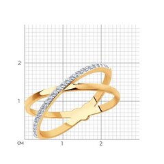 018573 - Кольцо ИКС из золота с дорожкой из фианитов