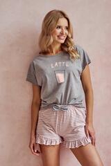 Пижама женская с шортами TARO 3126 FRANKIE_Светло-серый+светло-розовый