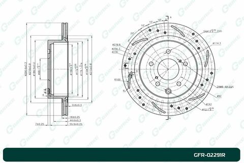 Диск тормозной перфорированный вентилируемый G-brake GFR-02291R правый