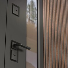 Уличная входная металлическая дверь с терморазрывом и окном Лабиринт Scandia