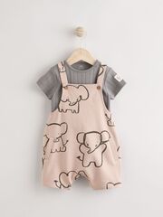 Комбинезон и боди в комплекте для малышей Next E47-400, Розовый, Серый