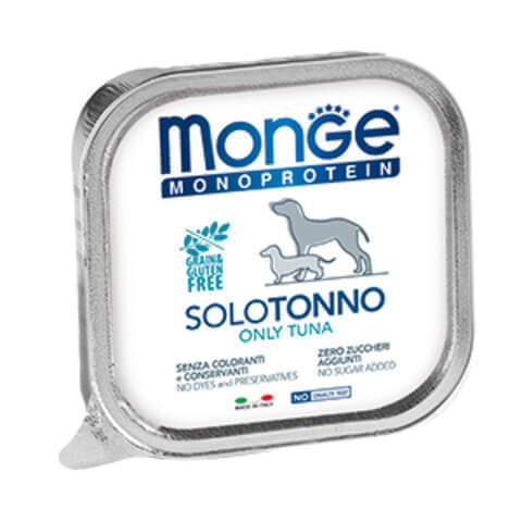 Купить Monge Monoprotein Solo Manzo Only Tuna Монобелковый паштет с тунцом для взрослых собак всех пород 150 гр