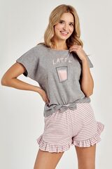Пижама женская с шортами TARO 3126 FRANKIE_Светло-серый+светло-розовый