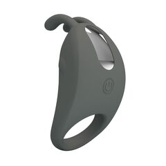 Серое эрекционное кольцо с вибрацией Master Ring - 