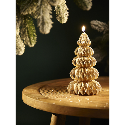 Свеча декоративная 19см Tkano New Year Essential Origami бежевая