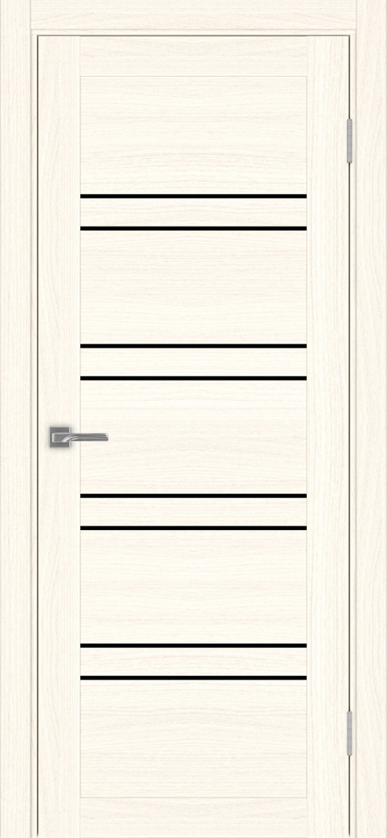 Дверь межкомнатная Оптима Порте Турин 560.12, цвет светлый ясень, экошпон, стекло лакобель черное