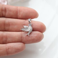 Подвеска Птица с фианитами, 19*15 мм, родий, П162