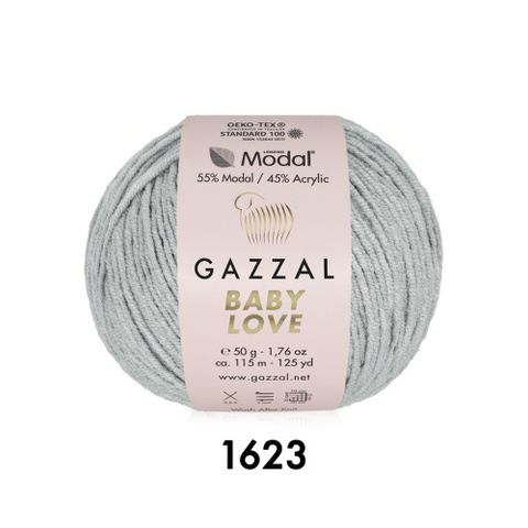 Пряжа Gazzal Baby Love 1623 серый (уп.10 мотков)