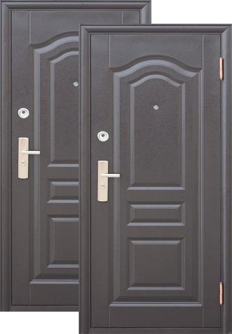 Входная металлическая дверь К 600-2 мин. вата (тёмно-коричневый+тёмно-коричневый)  Кайзер из стали 1 мм с 2 замками