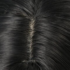 Парик искусственный, с чёлкой, имитация кожи, 60 см, цвет чёрный/пепельный