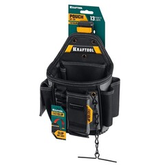 KRAFTOOL KP-13E с быстросъёмным креплением FastClip, 13 карманов и петель, 280 х 200 мм, поясная сумка (38772)