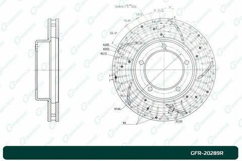 Диск тормозной перфорированный вентилируемый G-brake GFR-20289R правый