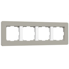 Рамка из поликарбоната на 4 поста Split дымчатый/белый, soft-touch W0043067
